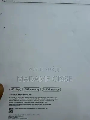 Nouveau Apple MacBook Air 2026 M5 16GB Apple M5 SSD 512GB