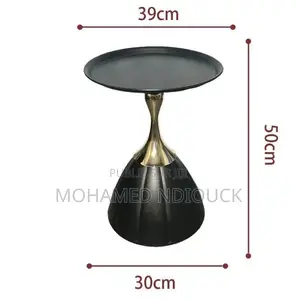 Table De Chevet Ronde en Fer Blanc Doré Haut De Gamme