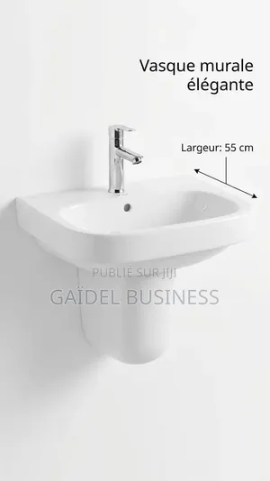 Vasque Suspendue Avec Semi-Colonne en Céramique Blanche