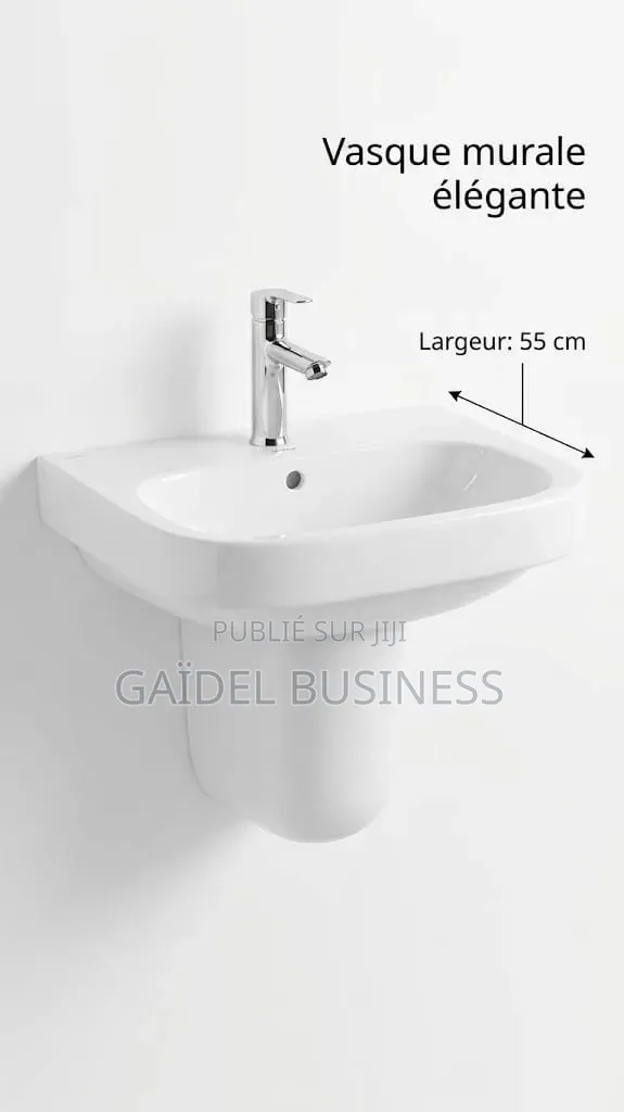 Vasque Suspendue Avec Semi-Colonne en Céramique Blanche