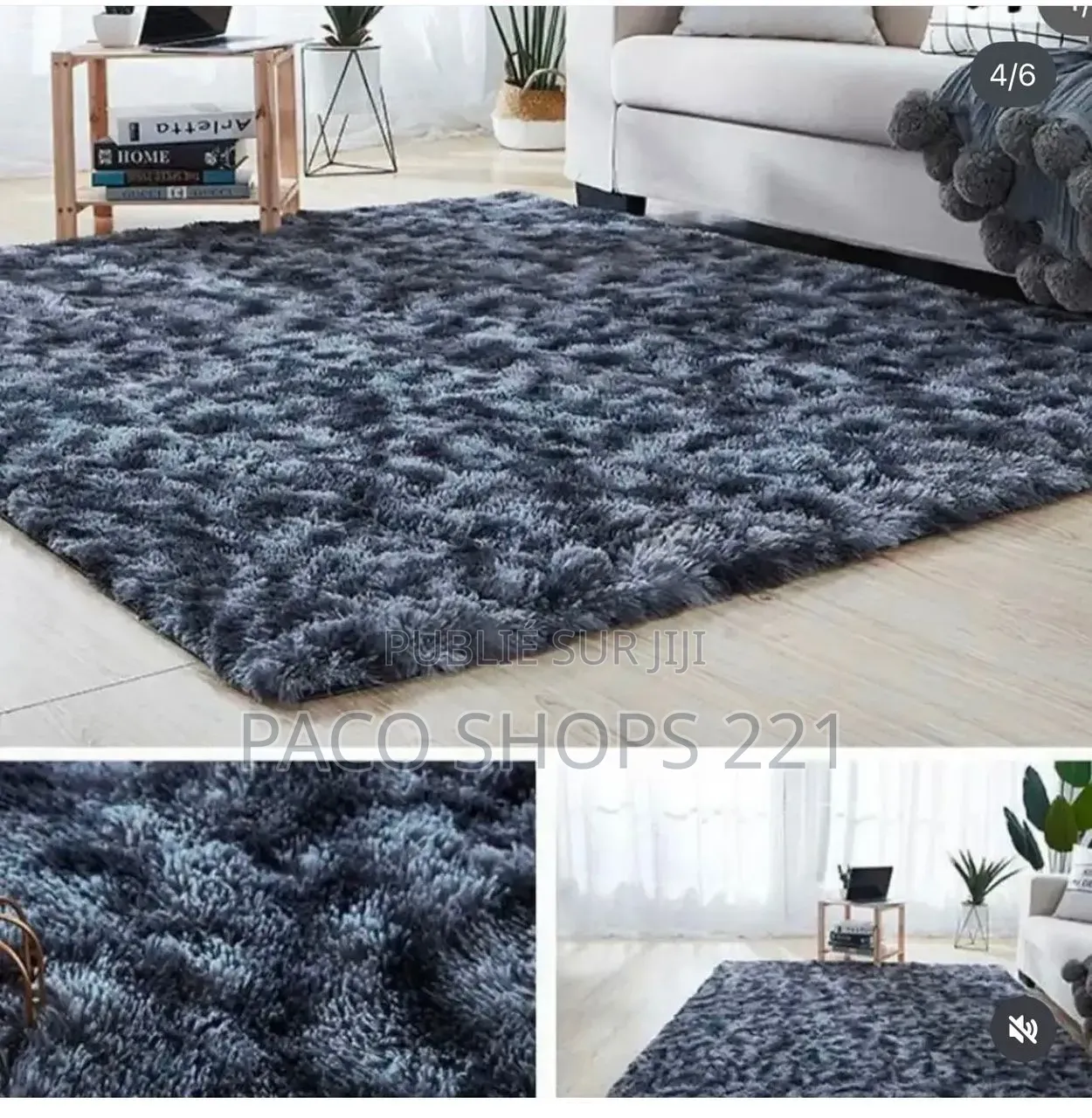 Magnifique Tapis De Salon Shaggy Géométrique (Style Moderne)