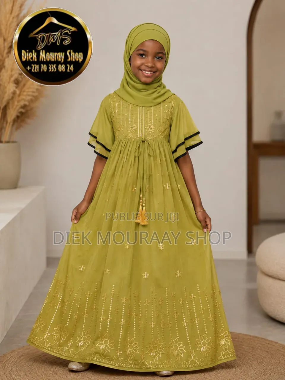 Robe Coton Inde Avec Foulard Pour Enfants