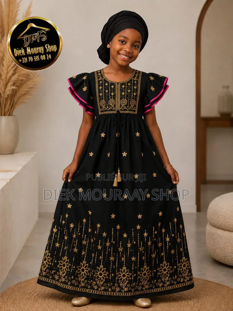 Robe Coton Inde Avec Foulard Pour Enfants