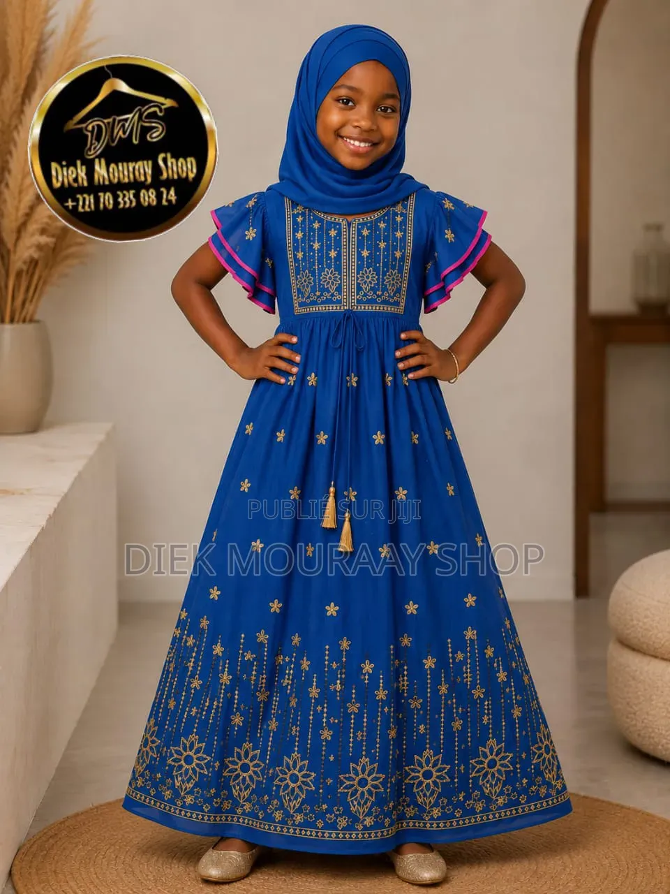 Robe Coton Inde Avec Foulard Pour Enfants