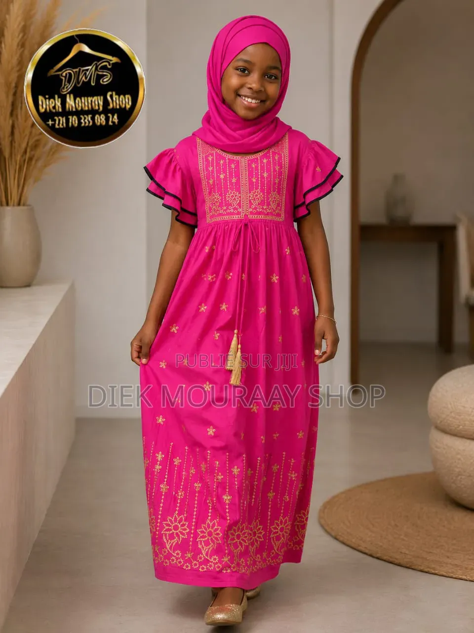Robe Coton Inde Avec Foulard Pour Enfants