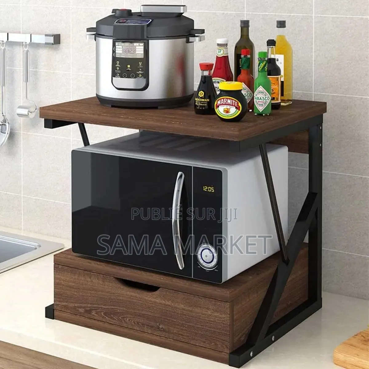 Étagère Pour Micro Onde en Bois Et Tiroir