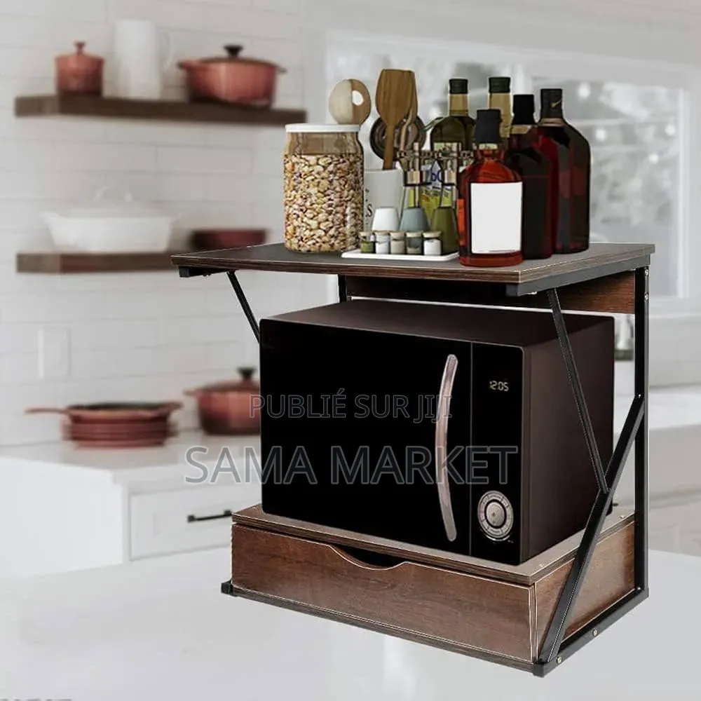 Étagère Pour Micro Onde en Bois Et Tiroir