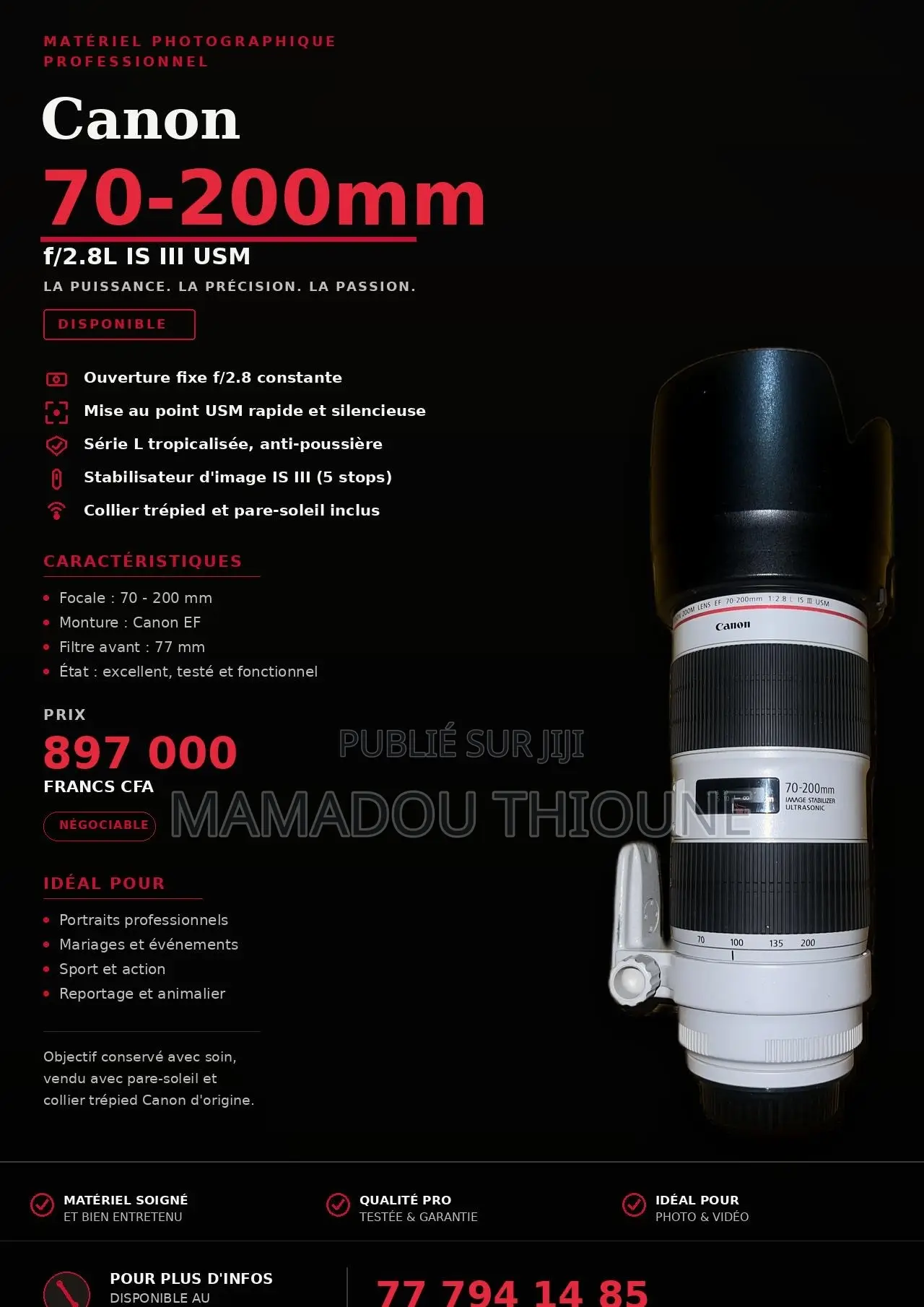 Objectif Canon 70-200mm IS III USM
