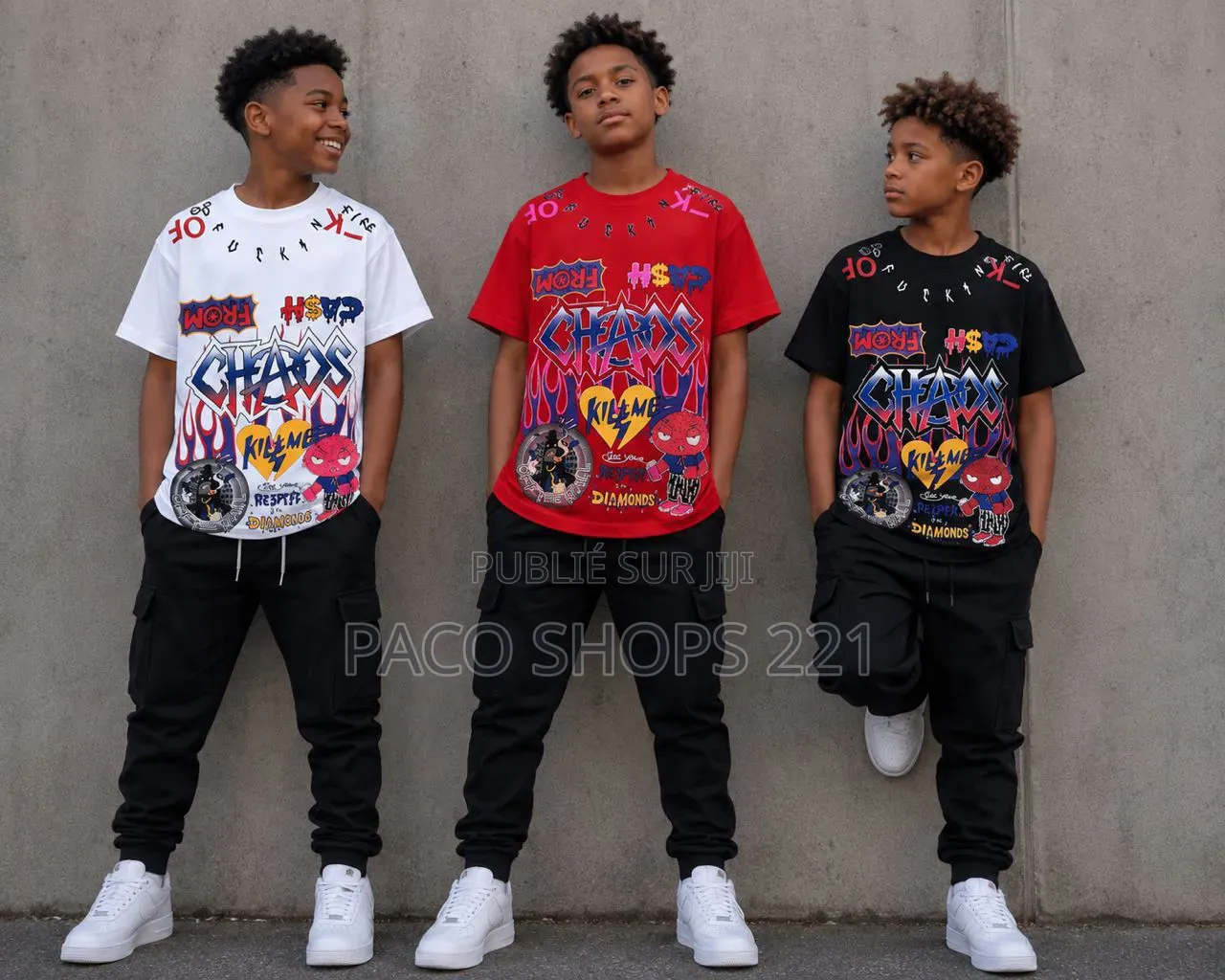 Ensemble T-Shirt & Pantalon Cargo Pour Garçon (8 À 16 Ans) – Neuf