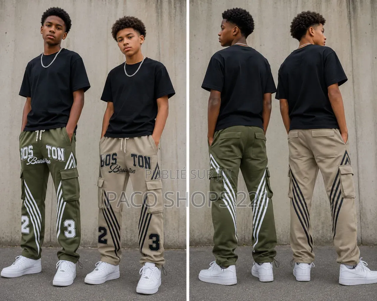 Ensemble T-Shirt & Pantalon Cargo Pour Garçon (8 À 16 Ans) – Neuf
