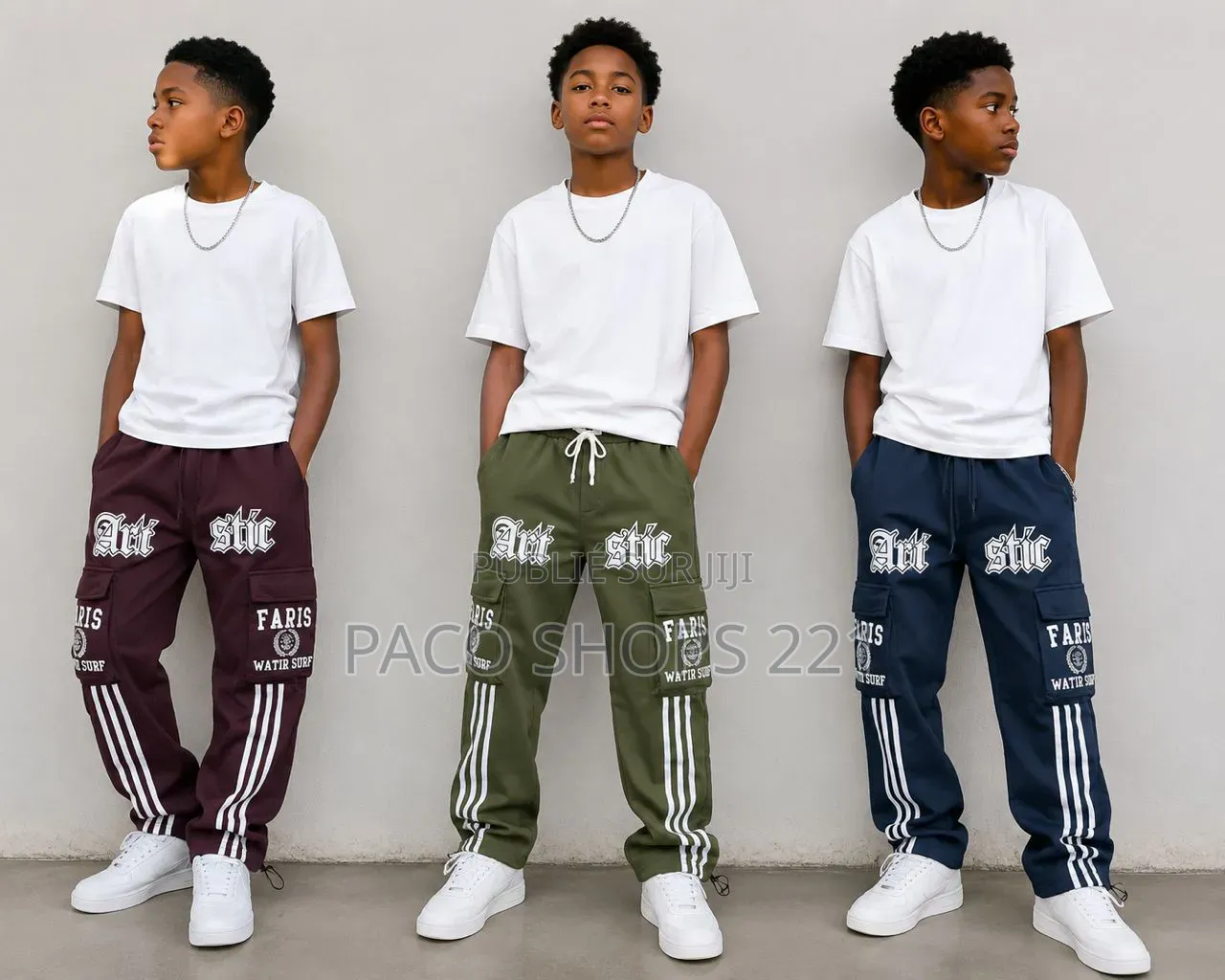 Ensemble T-Shirt & Pantalon Cargo Pour Garçon (8 À 16 Ans) – Neuf