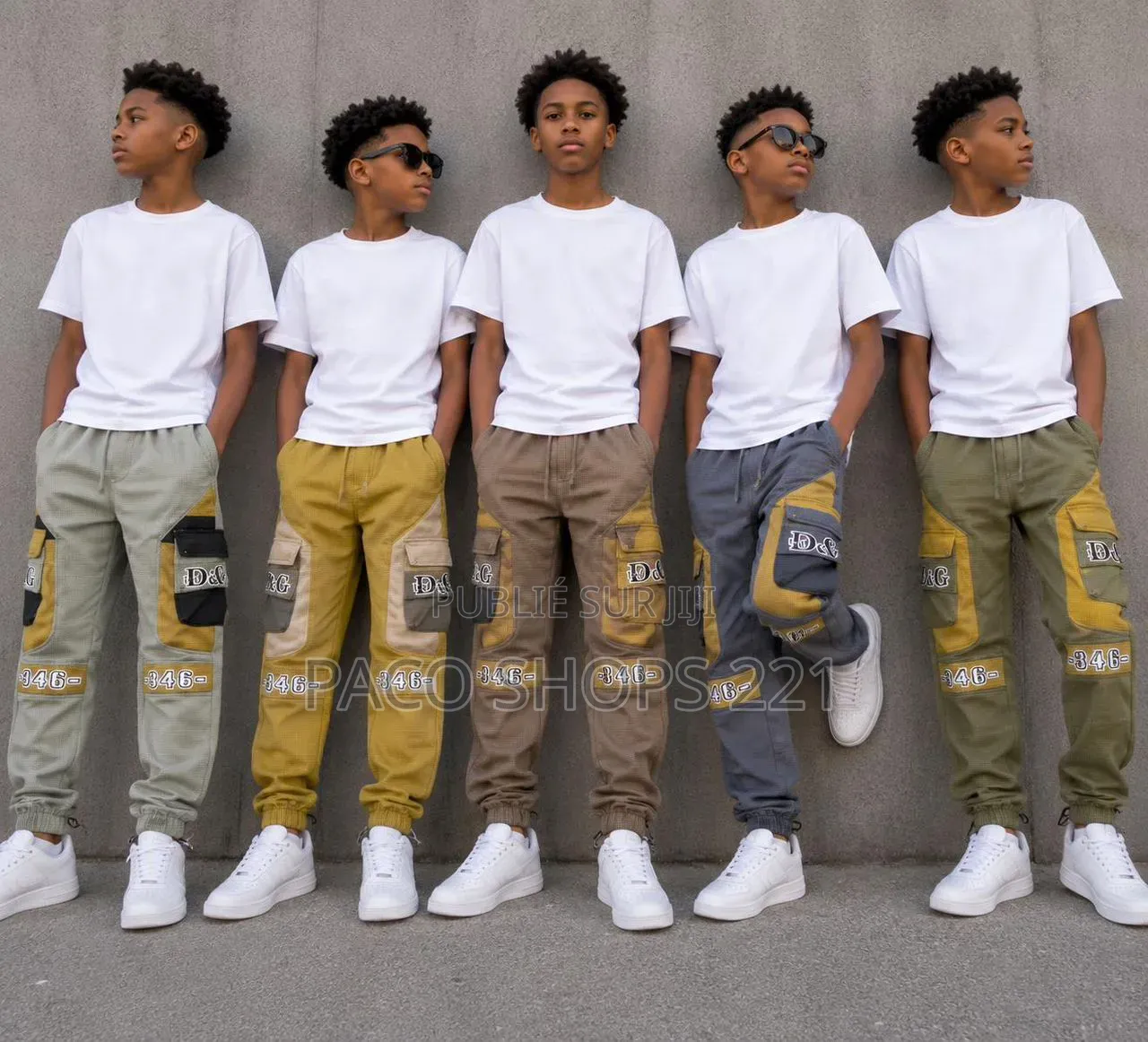 Ensemble T-Shirt & Pantalon Cargo Pour Garçon (8 À 16 Ans) – Neuf