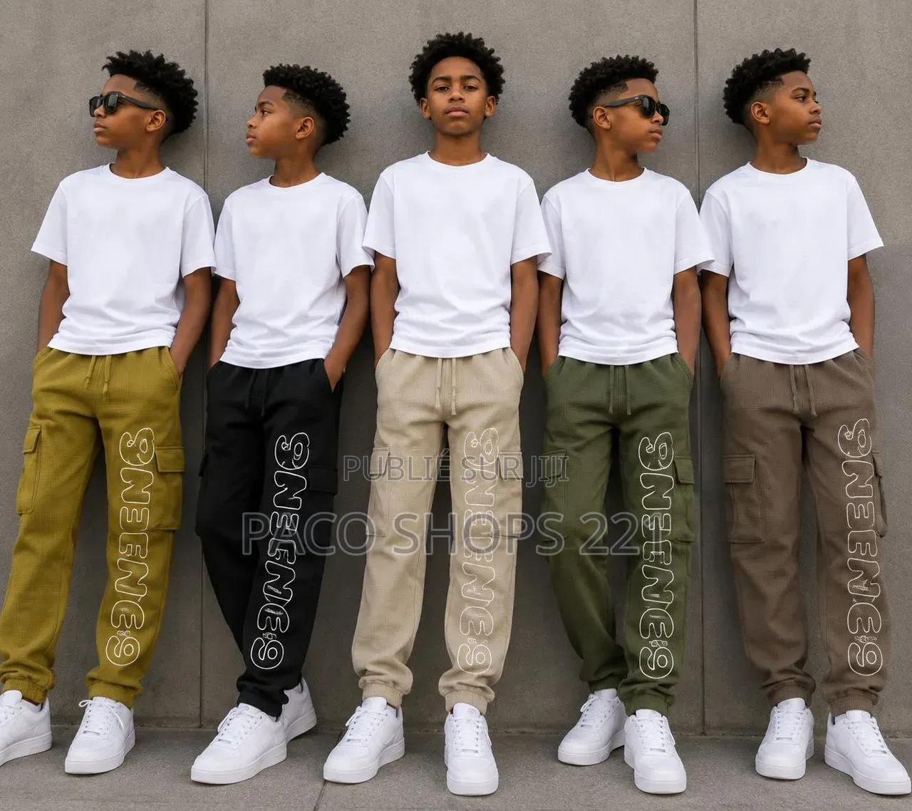 Ensemble T-Shirt & Pantalon Cargo Pour Garçon (8 À 16 Ans) – Neuf