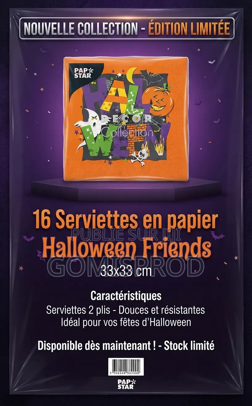 16 Serviettes en Papier Halloween Friends 33x33 Cm
