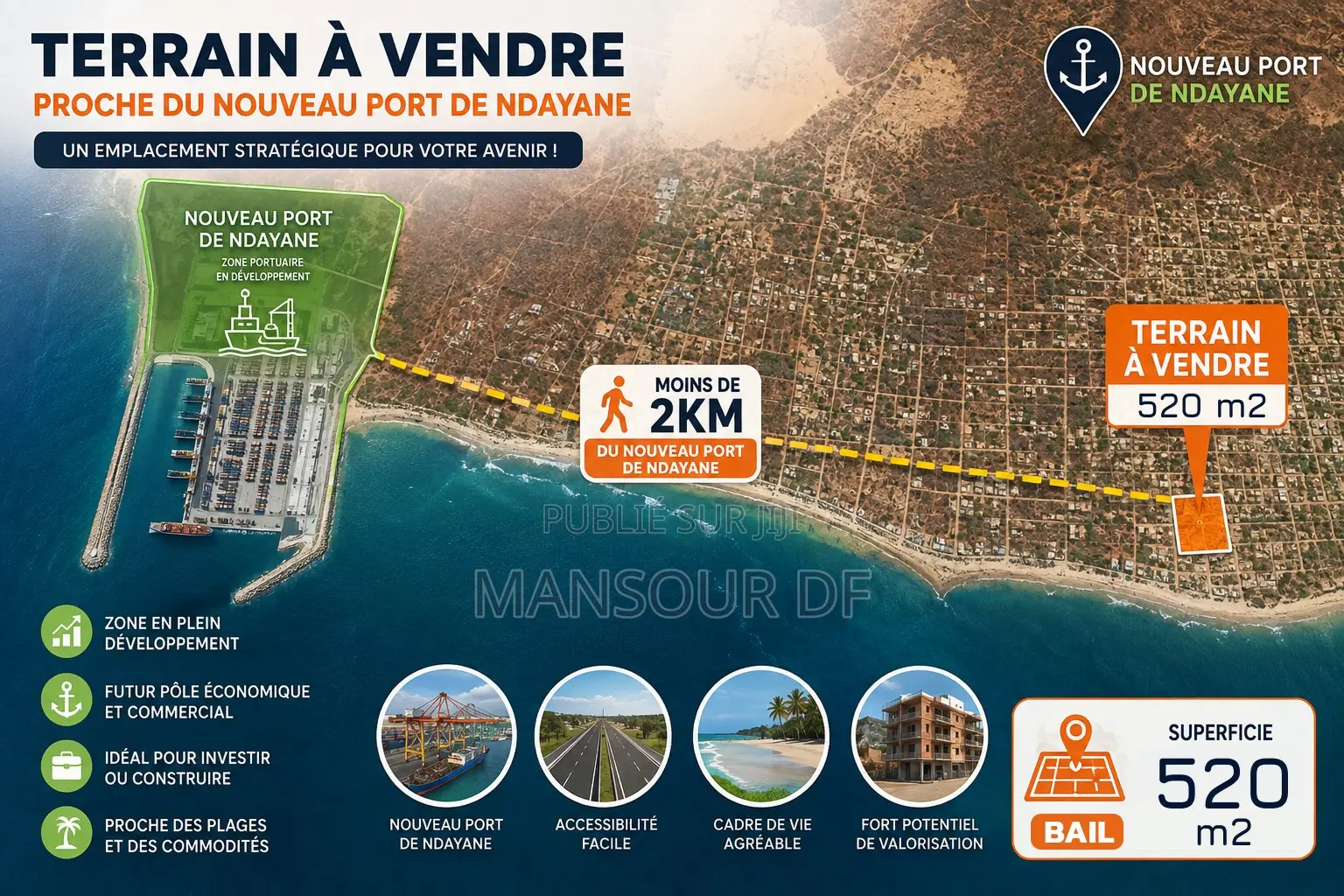 Terrain BAIL De 520 M2 À Ndayane