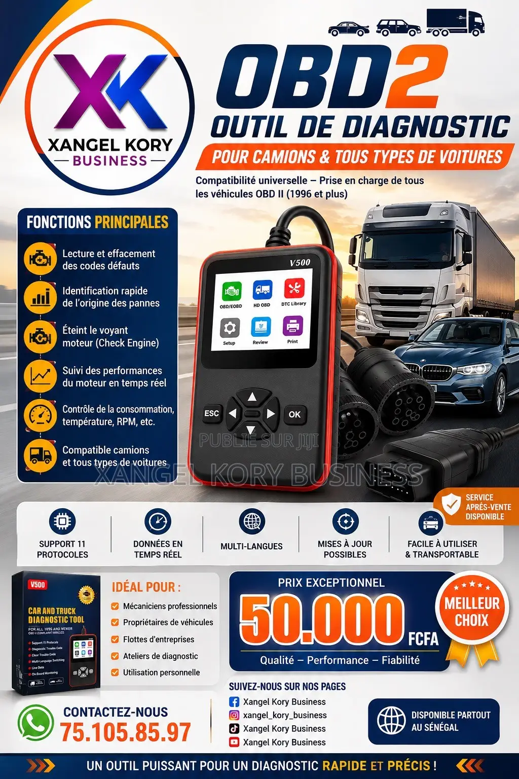 Diagnostic Camion OBD 2 24 Voltes
