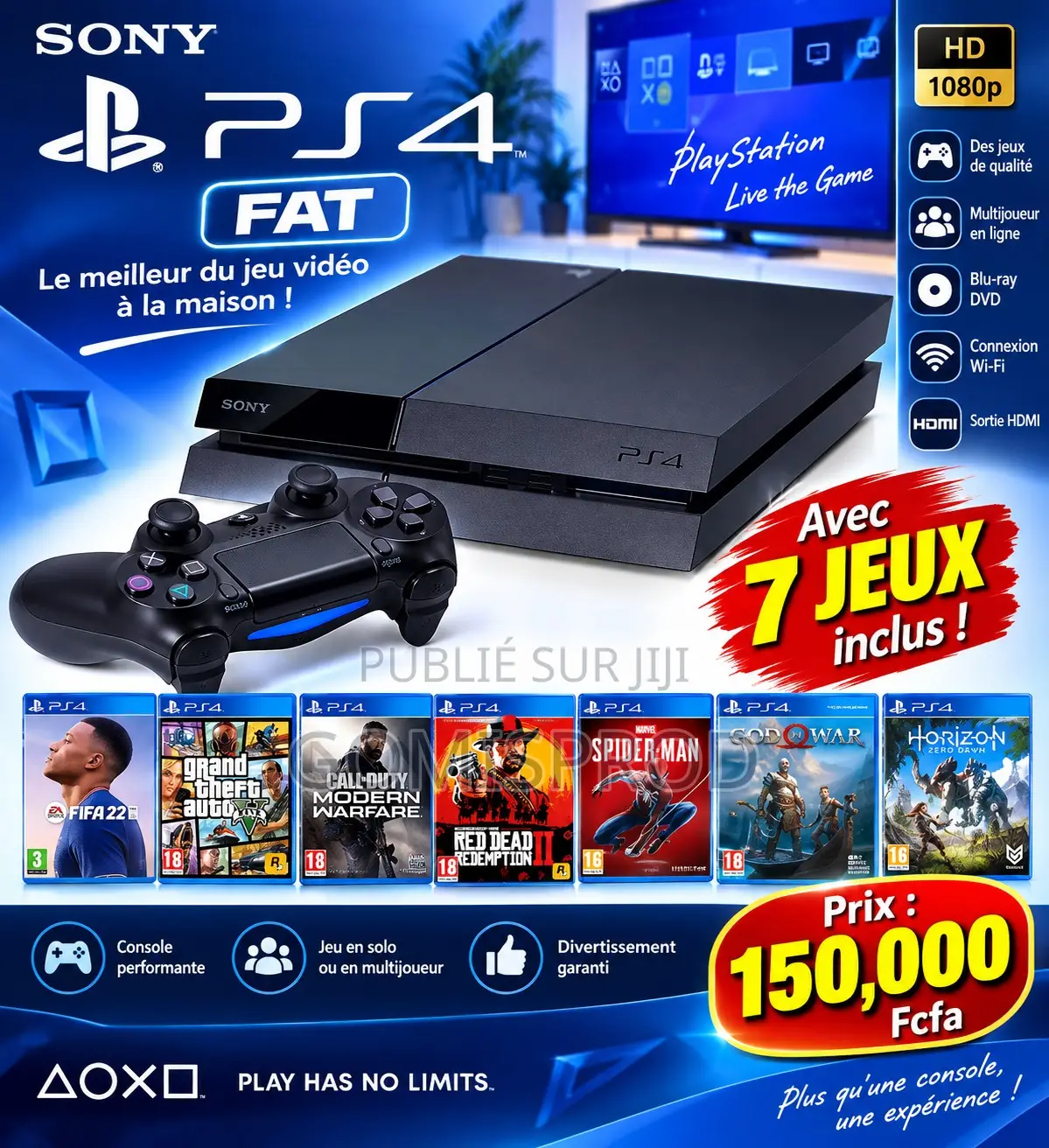Sony PlayStation 4 Fat (PS4 Fat) | Avec 7 Jeux Inclus