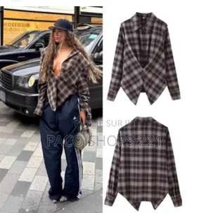 Chemise Cintrée Drapée À Carreaux