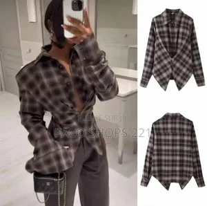Chemise Cintrée Drapée À Carreaux
