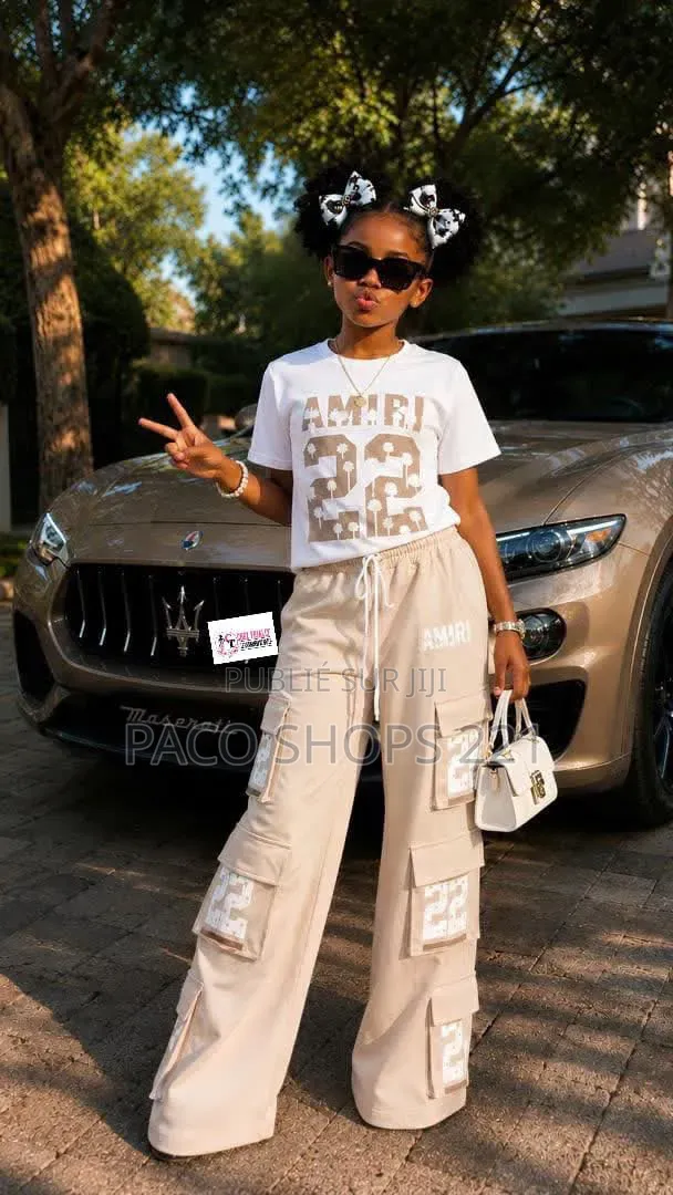 Ensemble Amiri T-Shirt Et Pantalon Cargo Pour Enfants 8 À 16 Ans