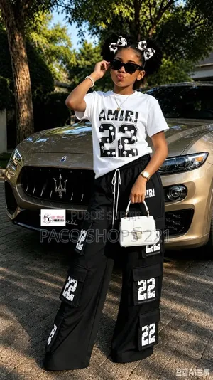 Ensemble Amiri T-Shirt Et Pantalon Cargo Pour Enfants 8 À 16 Ans