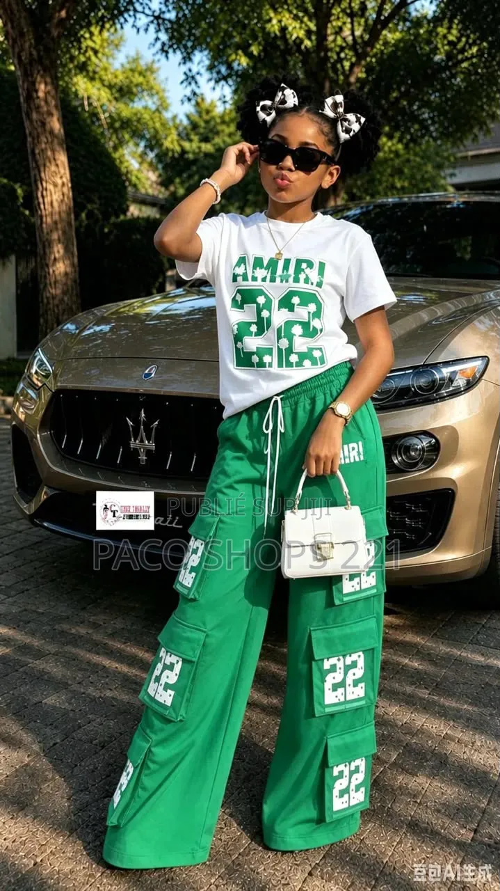 Ensemble Amiri T-Shirt Et Pantalon Cargo Pour Enfants 8 À 16 Ans