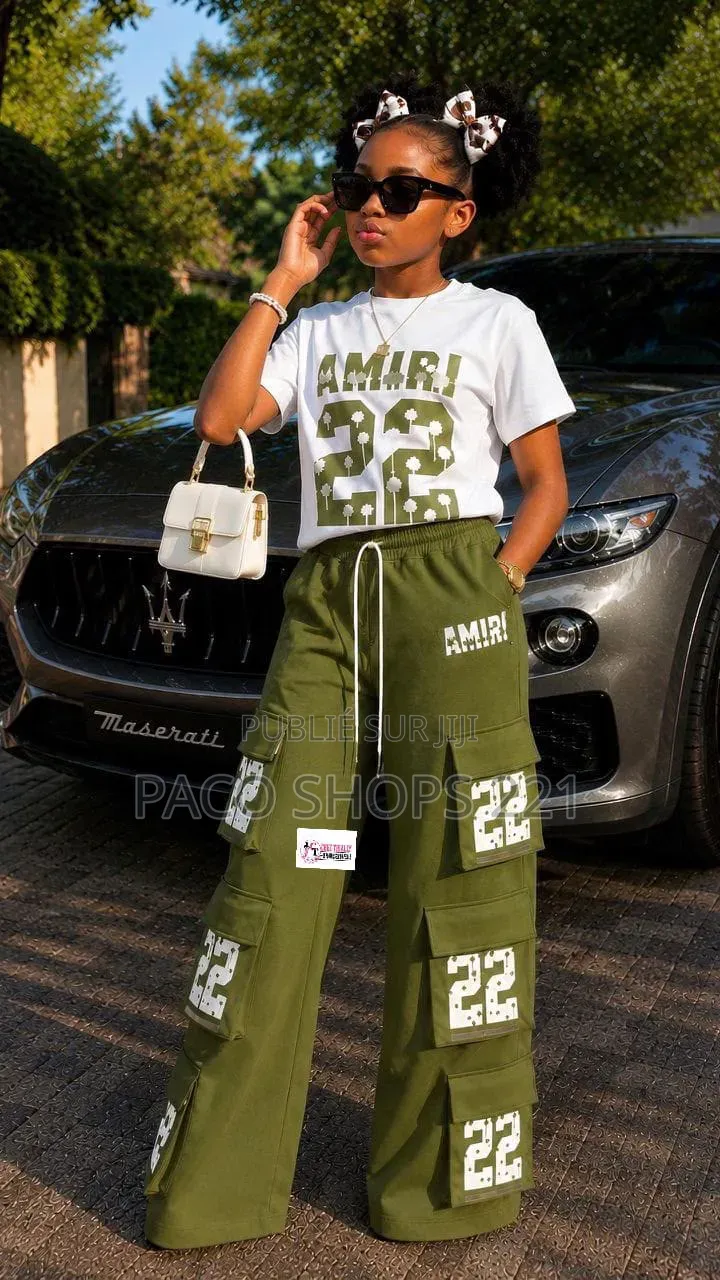 Ensemble Amiri T-Shirt Et Pantalon Cargo Pour Enfants 8 À 16 Ans
