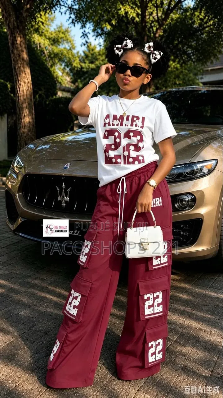 Ensemble Amiri T-Shirt Et Pantalon Cargo Pour Enfants 8 À 16 Ans