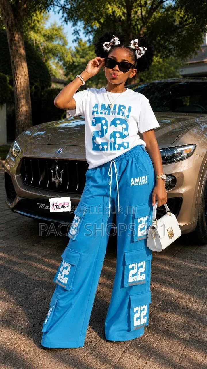 Ensemble Amiri T-Shirt Et Pantalon Cargo Pour Enfants 8 À 16 Ans