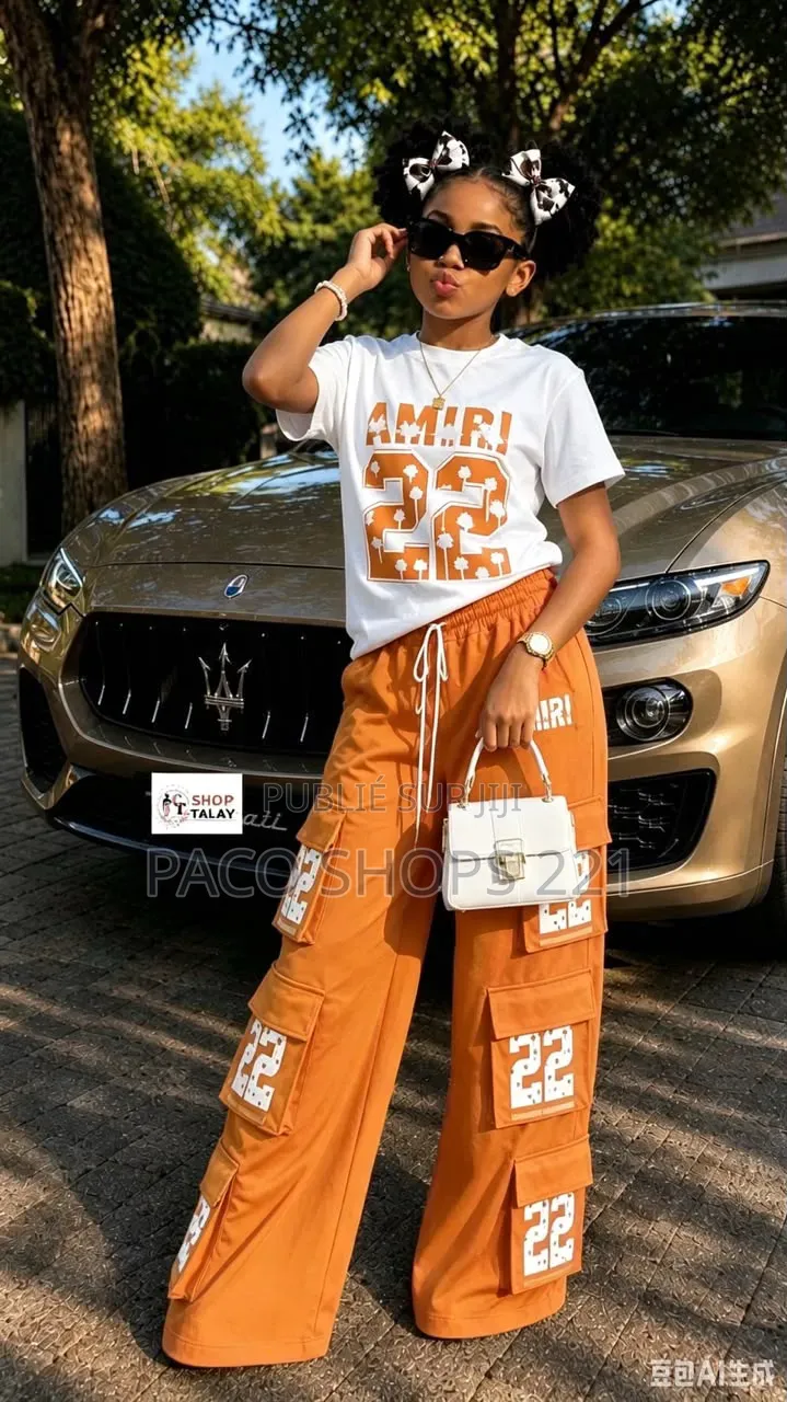 Ensemble Amiri T-Shirt Et Pantalon Cargo Pour Enfants 8 À 16 Ans