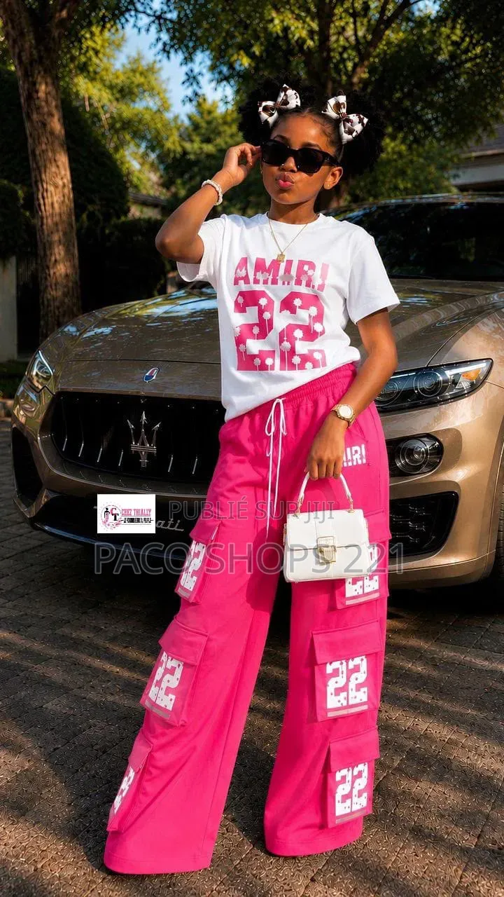Ensemble Amiri T-Shirt Et Pantalon Cargo Pour Enfants 8 À 16 Ans