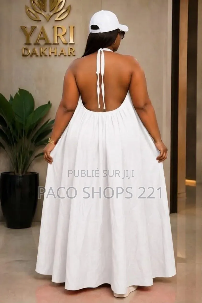 Robe Longue d'Été Fluide Avec Fleur Amovible