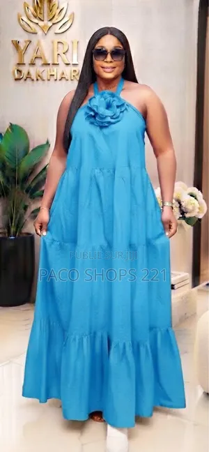 Robe Longue d'Été Fluide Avec Fleur Amovible