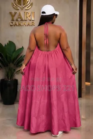 Robe Longue d'Été Fluide Avec Fleur Amovible