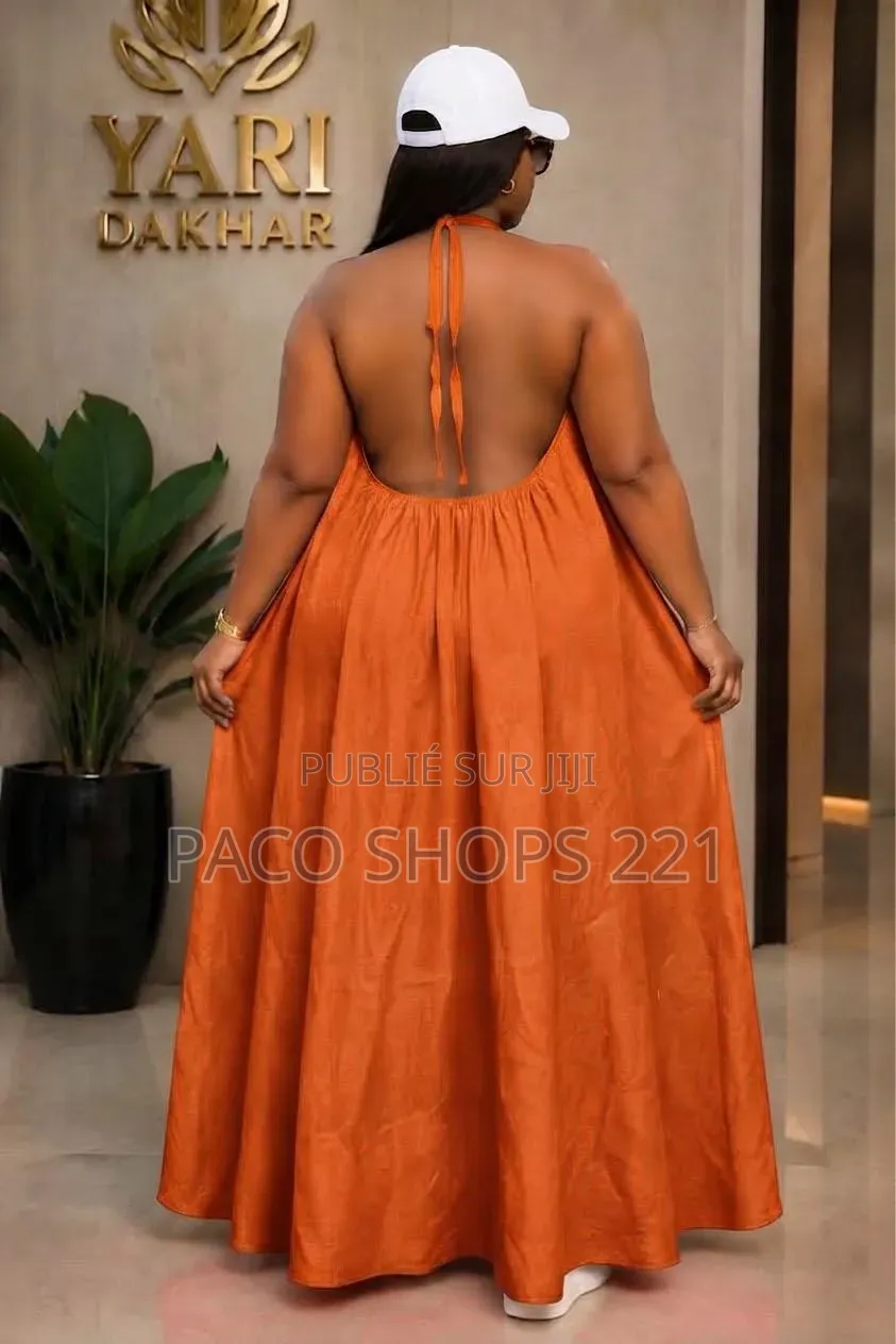 Robe Longue d'Été Fluide Avec Fleur Amovible