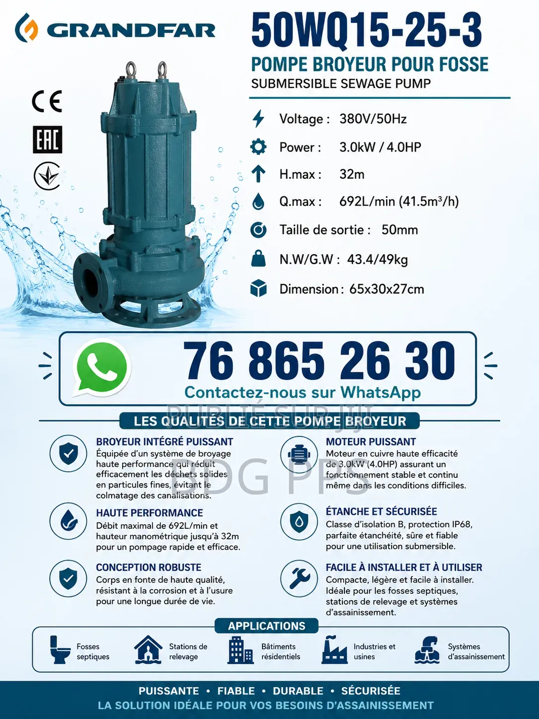 Pompes Broyeur Et Les Colonnes De Douche