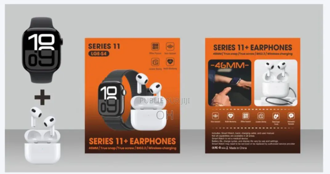 Pack SmartWatch Séries 11 + Écouteurs Bueltooth TWS Sans Fil.