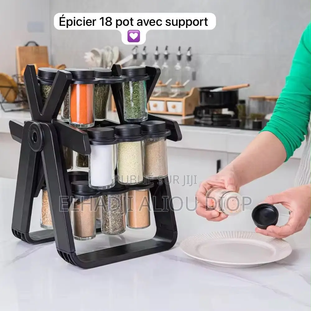 Organisateur D’épices 18 Pots Avec Support – À Vendre