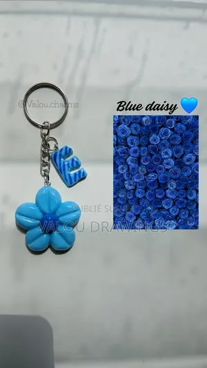 Blue Daisy / Porte Clé Totalement Fait Main