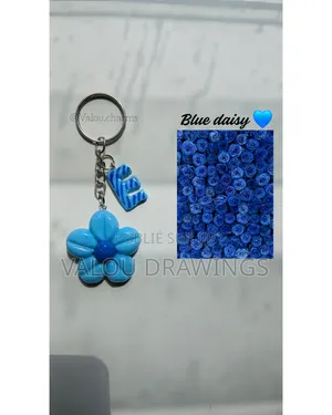 Blue Daisy / Porte Clé Totalement Fait Main