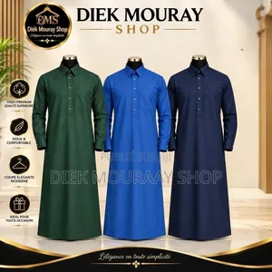 Qamis Col Chemise Manches Poignets Avec Pantalon