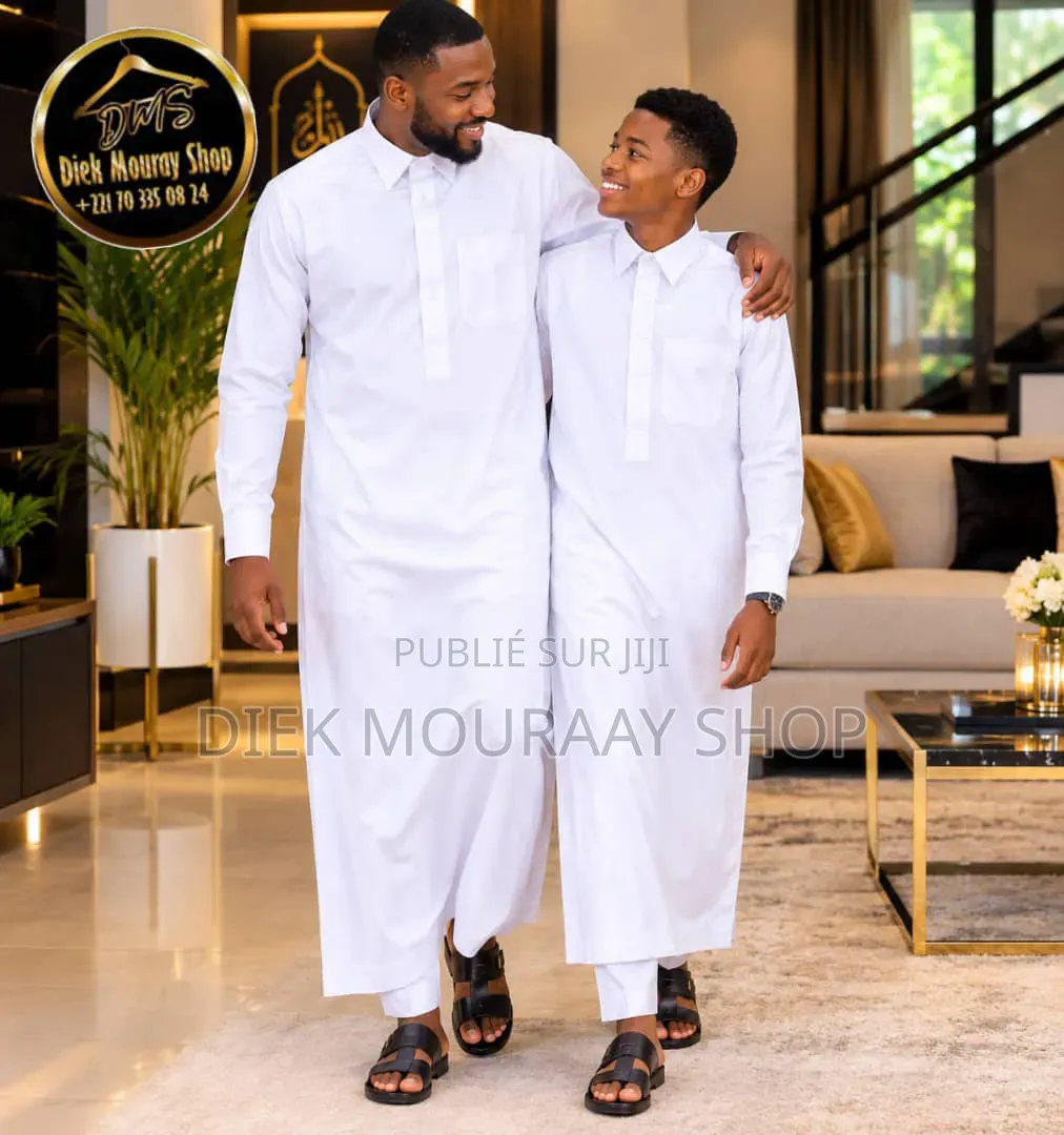 Qamis Col Chemise Manches Poignets Avec Pantalon