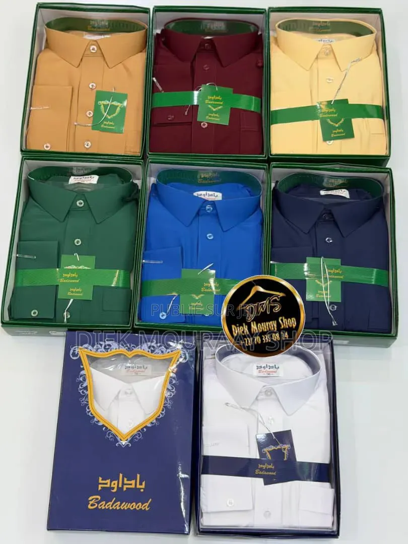 Qamis Col Chemise Manches Poignets Avec Pantalon