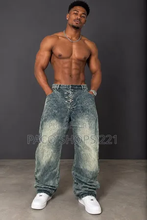 Pantalon Jean Baggy Large Délavé Taille 31 À 36