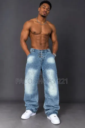 Pantalon Jean Baggy Large Délavé Taille 31 À 36