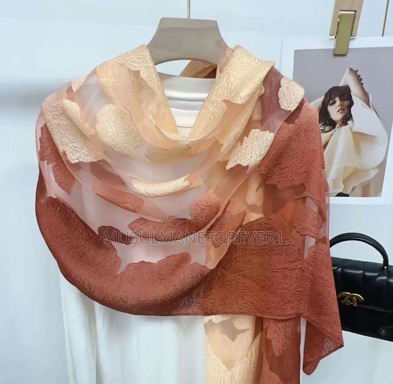 Nouveau Foulard Tendance Haut De Gamme en Organza Aux Couleurs Pastel