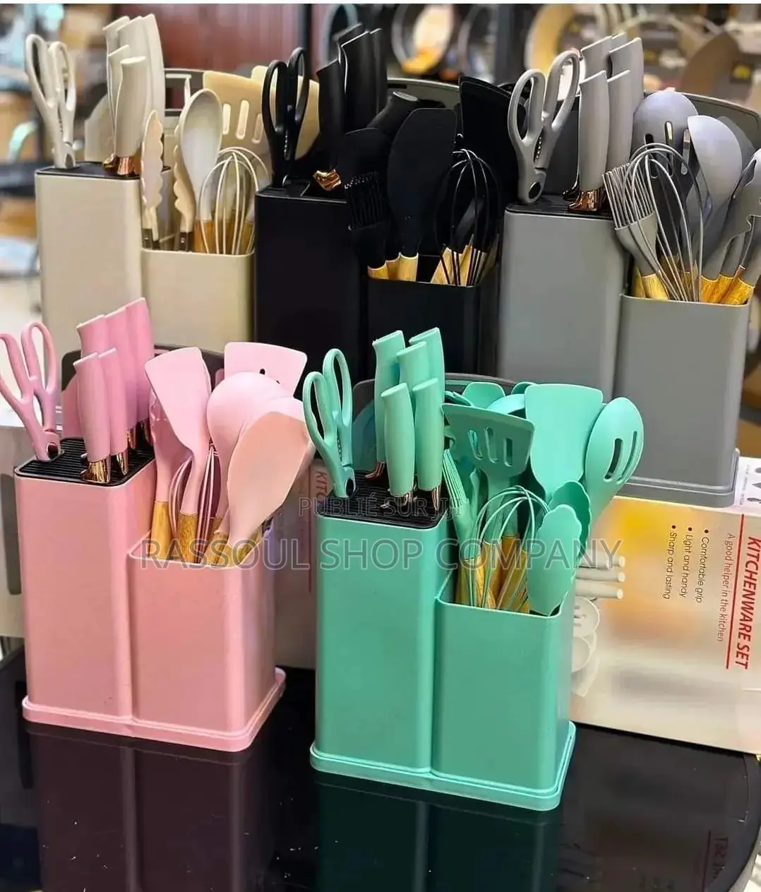 Ensemble Spatule 19 Pièces Avec Planche À Découper en Silicone