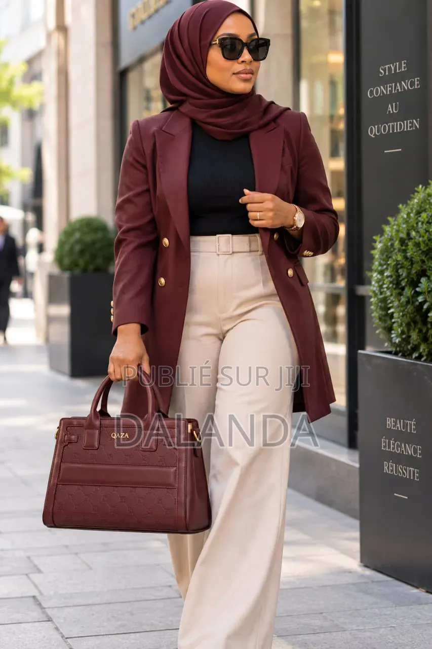 Ensemble Sac À Main QAZA Bordeaux – 28cm