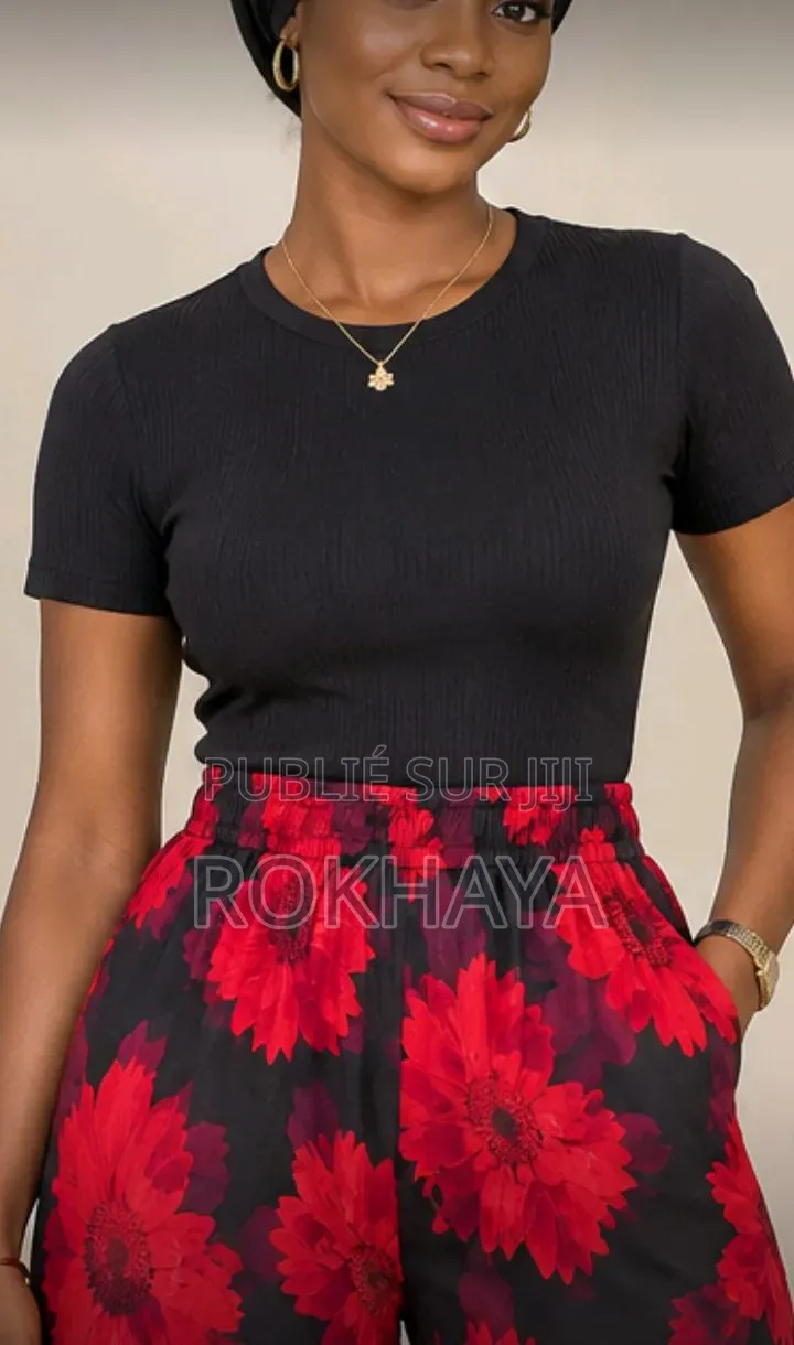 Ensemble Pantalon Bas Large Rouge Noir