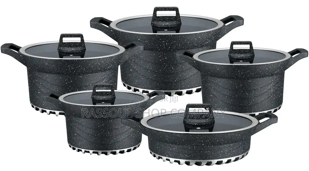 Marmite Anti Adhésive en Granite 5 Pièces Lourd